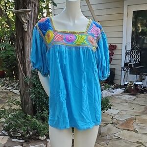 Embroidered Blue Blouse